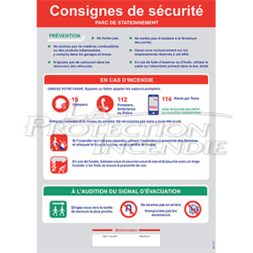 Consigne de sécurité "Parking"