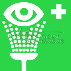 Green health sign “EYE RINSE”