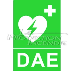 Panneau de santé vert "DEFIBRILATEUR D.A.E."