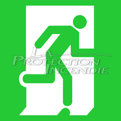 Green evacuation sign “EVACUATION TO THE RIGHT” Green evacuation sign “EVACUATION TO THE RIGHT”