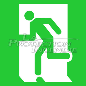 Green evacuation sign “EVACUATION TO THE LEFT”