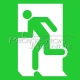 Green evacuation sign “EVACUATION TO THE LEFT”