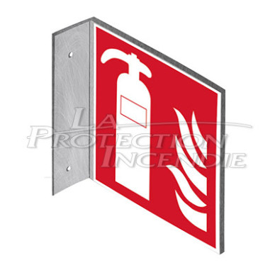 Flag support with fire extinguisher panel Flag support with fire extinguisher panel