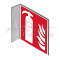 Flag support with fire extinguisher panel Flag support with fire extinguisher panel