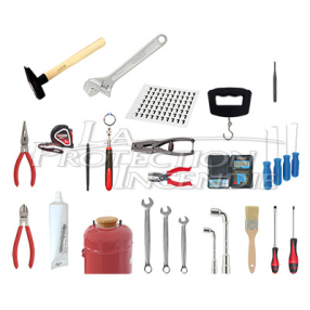 Bag containing technical tools for checking fire extinguishers