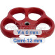 Faucet handwheel - 12 mm square - 6mm screw