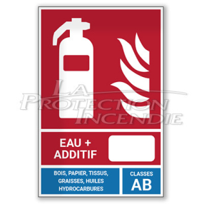 Panneau Extincteur AB 125 x 190 mm "Eau pulvérisée avec additif"