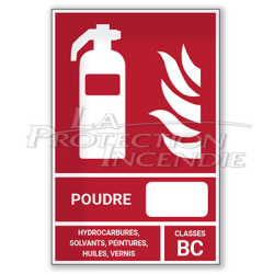 Panneau Extincteur BC 125 x 190 mm "Poudre"