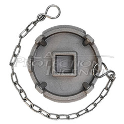 Bouchon en aluminium pour poteaux incendie, avec chaînette.