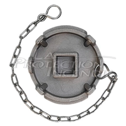 Bouchon en aluminium pour poteaux incendie, avec chaînette.