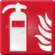 Domed label with fire extinguisher logo 8 x 8 cm for box