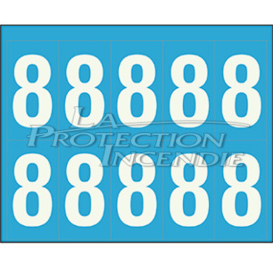 Marquage durable blanc - 10 chiffres 8 - 7 cm Marquage durable blanc - 10 chiffres 8 - 7 cm