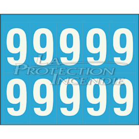 Marquage durable blanc - 10 chiffres 9 - 7 cm