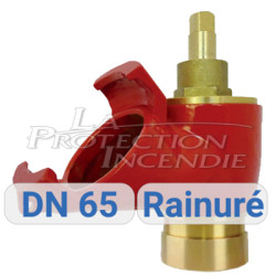 Prise pour colonne sèche DN65, rainuré, volant et bouchon en option