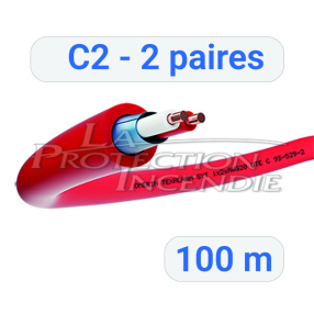 SYT C2 2P fire cable - 8/10 - red - Length 100 m - For triggering elements