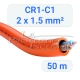Cable incendie CR1 C1 2x1.5 mm² - orange - Longueur 50 m - Pour les éléments d'alerte