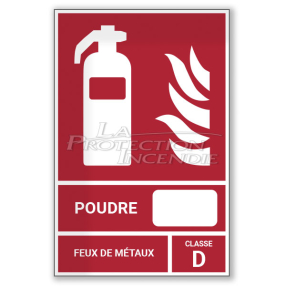 Panneau pour extincteur pour feux de métaux - Classe de Feu "D" - 125 x 190 mm