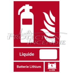 Panneau pour extincteur pour batterie Lithium - Classe de Feu "Li" - 125 x 190 mm