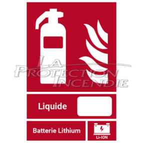 Panneau pour extincteur pour batterie Lithium - Classe de Feu "Li" - 125 x 190 mm