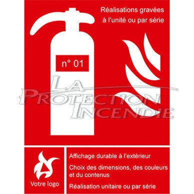 30 x 30 cm “Fire extinguisher” panel with logo and texts