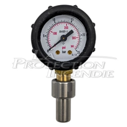 Screw-in pressure gauge for permanent pressure fire extinguishers with a Schrader fitting (Andrieu, Desautel, Eclair,