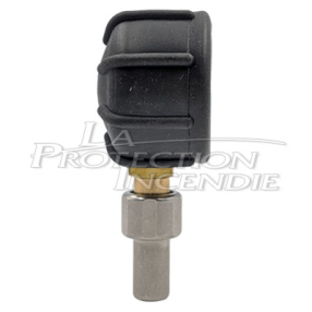 Screw-in pressure gauge for permanent pressure fire extinguishers with a Schrader fitting (Andrieu, Desautel, Eclair,