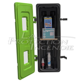 Green door cabinet for safety shower - Keyless