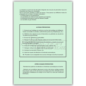 Permis de feu A4 - Carnet de 50 Liasses