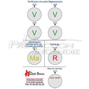 Label for fire extinguisher control sticker