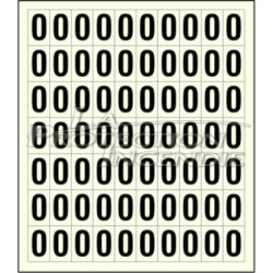 Sheet of 70 adhesive stickers number 0