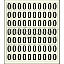 Sheet of 70 adhesive stickers number 0