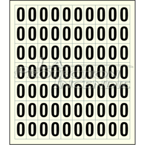 Sheet of 70 adhesive stickers number 0