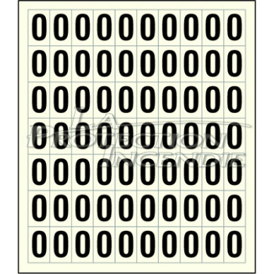 Sheet of 70 adhesive stickers number 0 Sheet of 70 adhesive stickers number 0