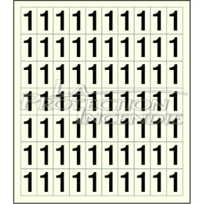 Planche de 70 stickers adhésifs chiffre 1