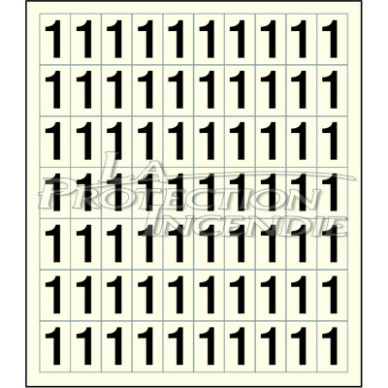Sheet of 70 adhesive stickers number 1