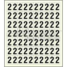 Planche de 70 stickers adhésifs chiffre 2