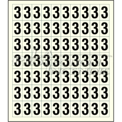 Planche de 70 stickers adhésifs chiffre 3