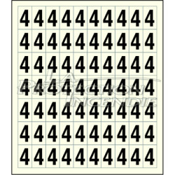 Planche de 70 stickers adhésifs chiffre 4