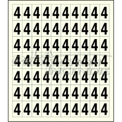 Planche de 70 stickers adhésifs chiffre 4