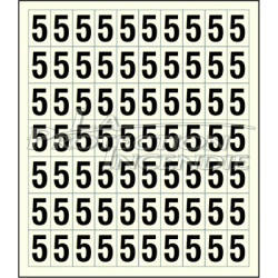 Sheet of 70 adhesive stickers number 5