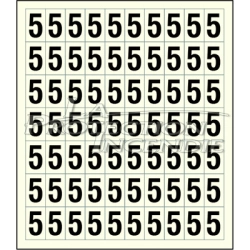 Sheet of 70 adhesive stickers number 5