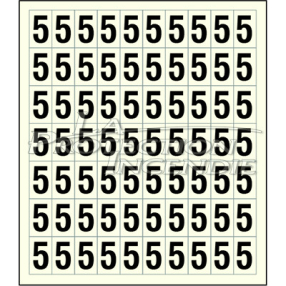 Sheet of 70 adhesive stickers number 5