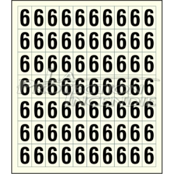 Sheet of 70 adhesive stickers number 6
