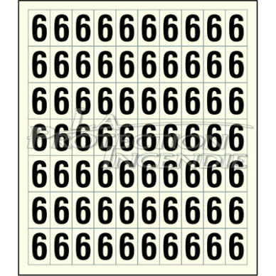 Sheet of 70 adhesive stickers number 6 Sheet of 70 adhesive stickers number 6