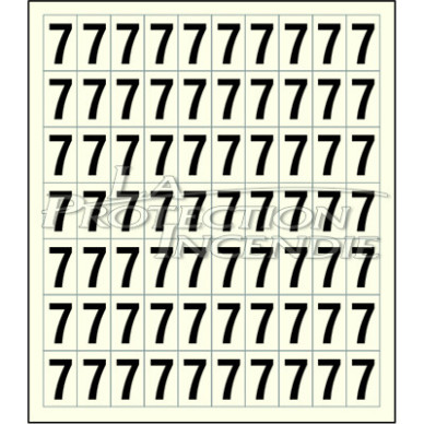 Sheet of 70 adhesive stickers number 7