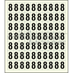 Sheet of 70 number 8 adhesive stickers