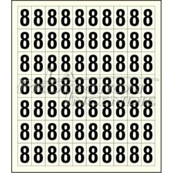 Sheet of 70 number 8 adhesive stickers