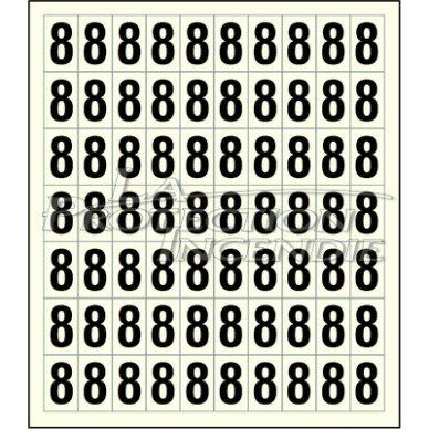 Sheet of 70 number 8 adhesive stickers