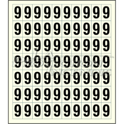 Sheet of 70 adhesive stickers number 9