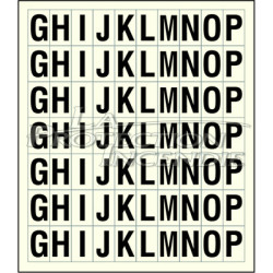 Planche de 70 stickers adhésifs G H I J K L M N O P